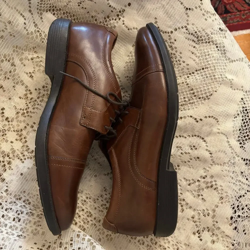 Nunn Bush Men's US 12 M Brown Leather Comfort Gel Oxford Shoes